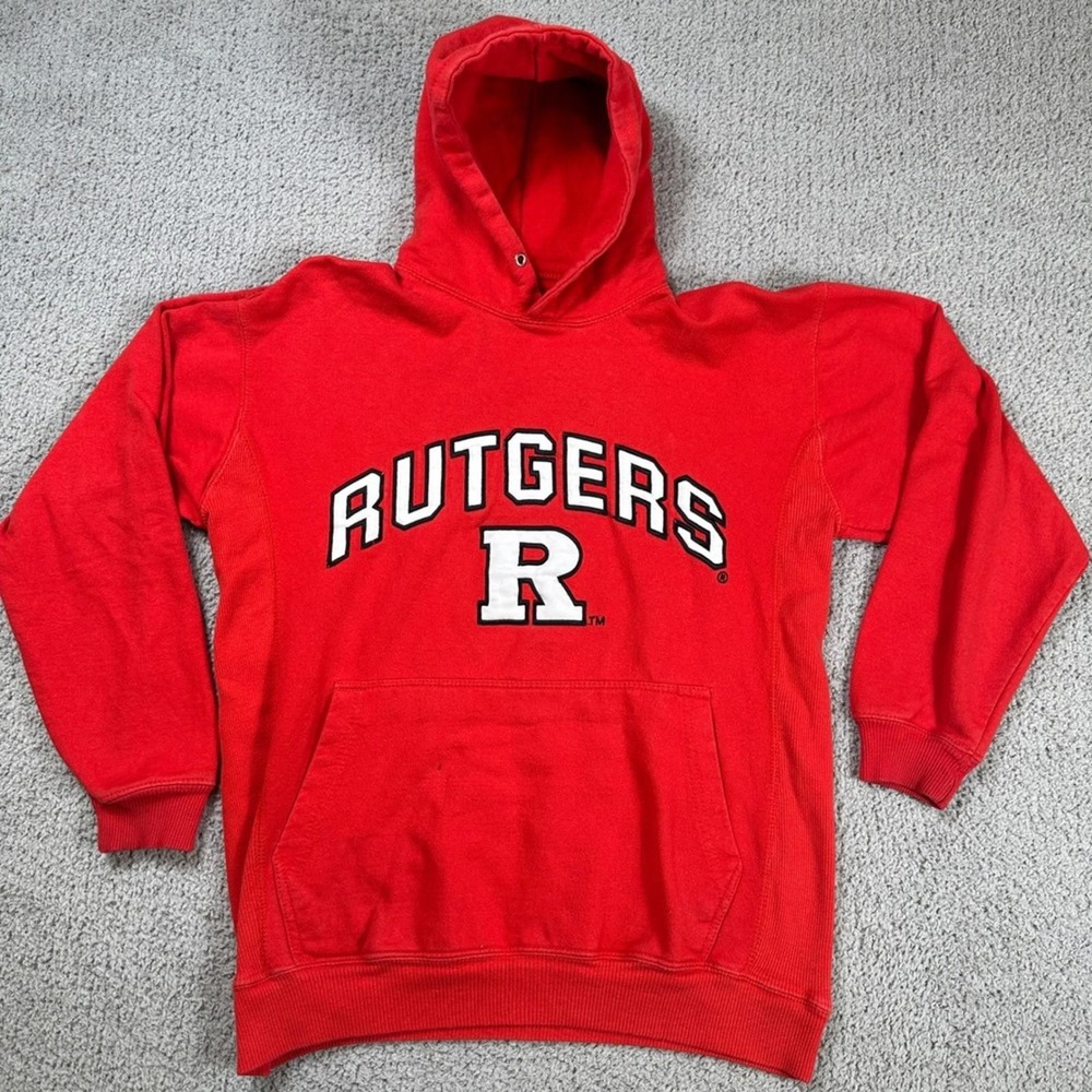 Rutgers University Hoodie Red Mens M Athletic Dept Big Ball Sports Knights